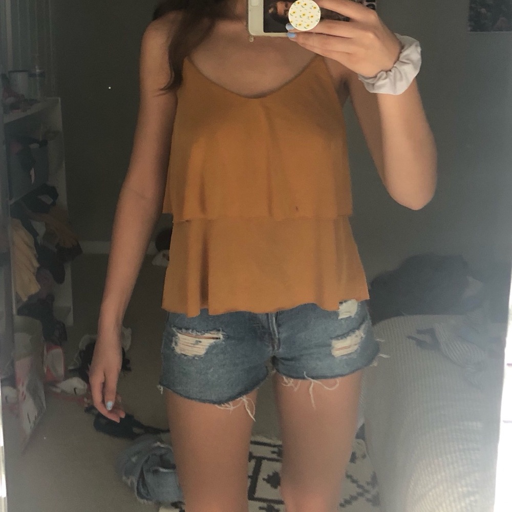 Burnt Orange Ruffled Summer Tank